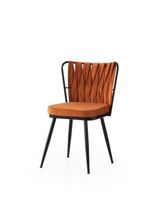 Hanah Home 224 V4 Conjunto de 4 Sillas Negro y Naranja - Estilo y Comodidad para su Hogar
